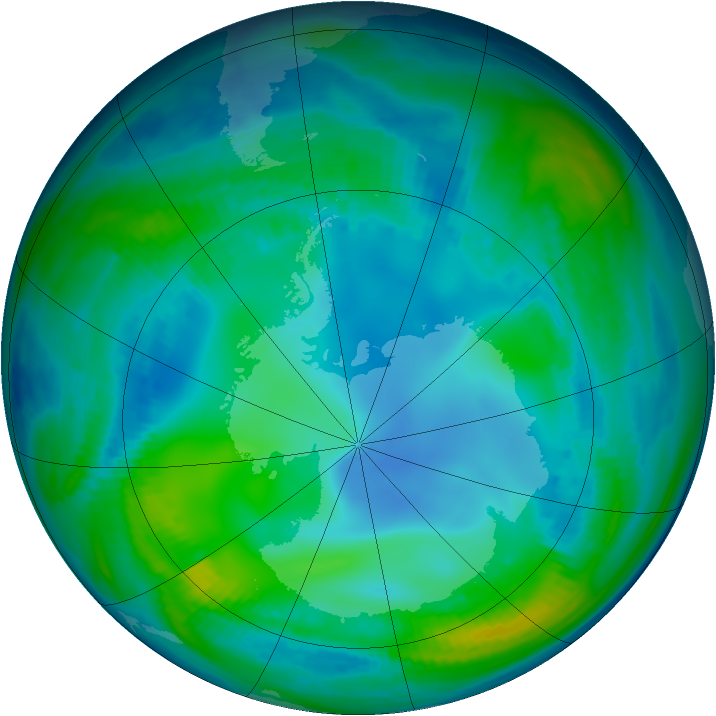 Antarctic ozone map for 16 May 1998